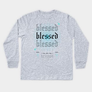 Blessed are the Meek - Light Blue Kids Long Sleeve T-Shirt